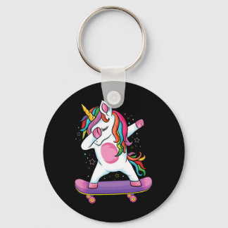 Cute Unicorn Skating Skater Gifts Dabbing Unicorn  Key Ring