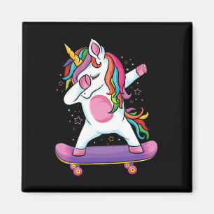 Cute Unicorn Skating Skater Gifts Dabbing Unicorn Magnet
