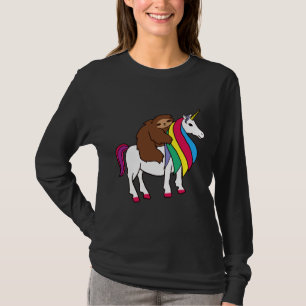 Cute Unicorn Sloth Rainbow For Girls Women Fitted T-Shirt