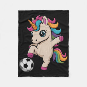 Cute Unicorn Soccer Just Girl Who Loves Kickin' Co Fleece Blanket