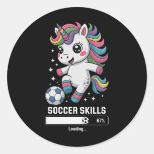 Cute Unicorn Soccer Skills Loading Score Mum Mama  Classic Round Sticker