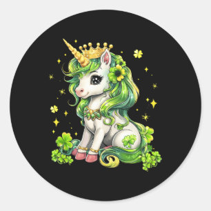 Cute Unicorn St Patricks Day Saint Pattys Girls Le Classic Round Sticker