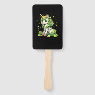Cute Unicorn St Patricks Day Saint Pattys Girls Le Hand Fan