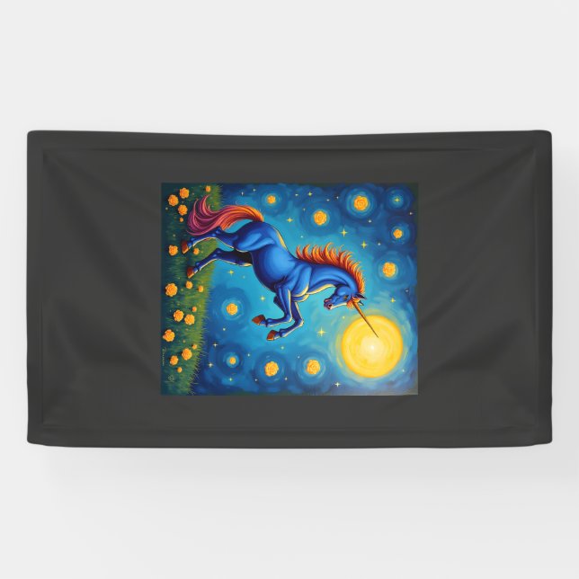 Cute Unicorn Starry Night (1) Banner (Horizontal)