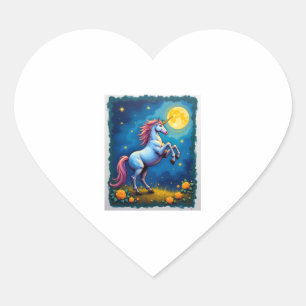 Cute Unicorn Starry Night (2) Heart Sticker