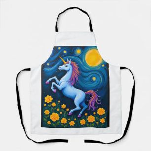 Cute Unicorn Starry Night (3) Apron