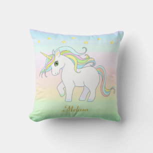 Cute Unicorn & Stars on Pastel Colours Cushion