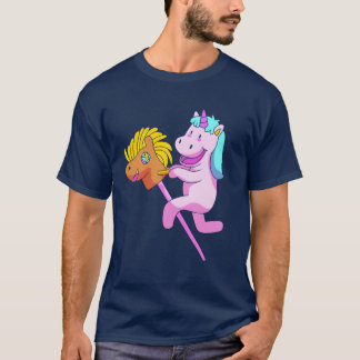 Cute Unicorn Stick Horses Hobby Horsing For friend T-Shirt