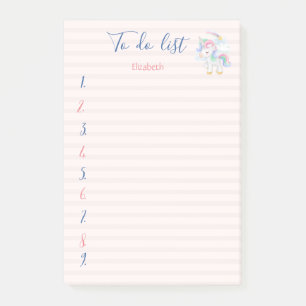 Cute Unicorn Stripred To Do List Post-it Notes