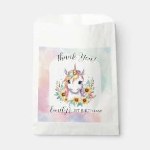 Cute Unicorn Sunflower Birthday Favour Bag