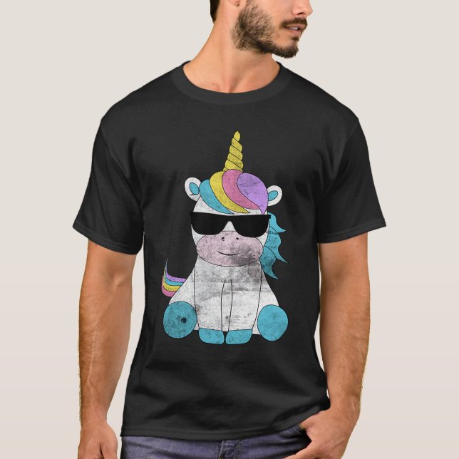 Cute Unicorn Sunglasses Unicorns Magical Creature  T-Shirt (Front)