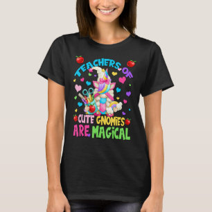 Cute Unicorn Teacher Gnome For Women Magical Teach T-Shirt