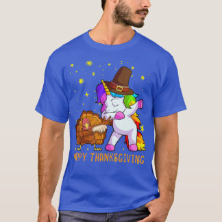 Cute Unicorn Thanksgiving  For Girls Pilgrim Hat T T-Shirt