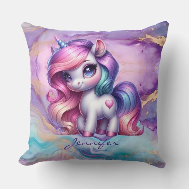 Cute Unicorn Throw Pillow (Front)
