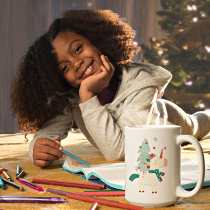 Cute Unicorn Tree Stars Child Name Love Santa Coffee Mug