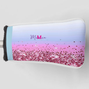 Cute Unicorn Turquoise Purple glitter Faux Glitter Golf Head Cover