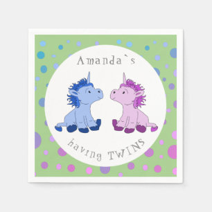 Cute Unicorn Twins Baby Shower Party Napkin