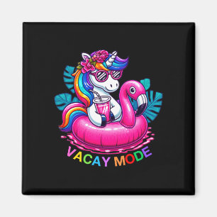 Cute unicorn vacay mode family summer vacation magnet
