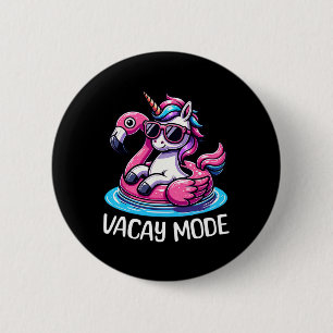 Cute Unicorn Vacay Mode Funny Family Vacation Kids 6 Cm Round Badge