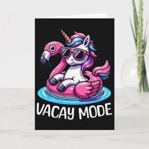 Cute Unicorn Vacay Mode Funny Family Vacation Kids Card