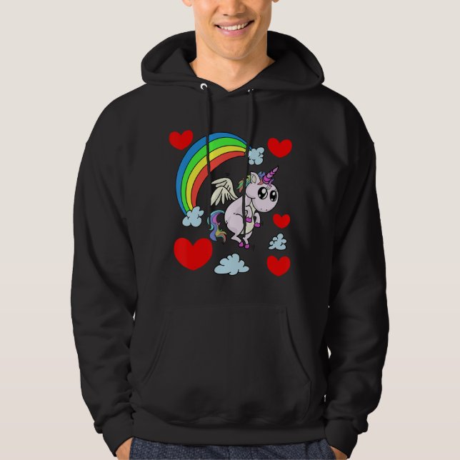 Cute Unicorn Valentines Day For Children Hoodie (Front)