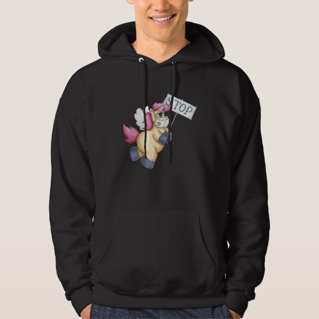 Cute Unicorn wearing face mask  Unicorn Mask  idea Hoodie (Front)