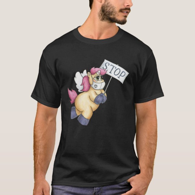 Cute Unicorn wearing face mask  Unicorn Mask  idea T-Shirt (Front)