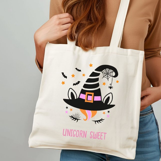 Cute Unicorn Witch Hat Halloween Tote Bag (Creator Uploaded)