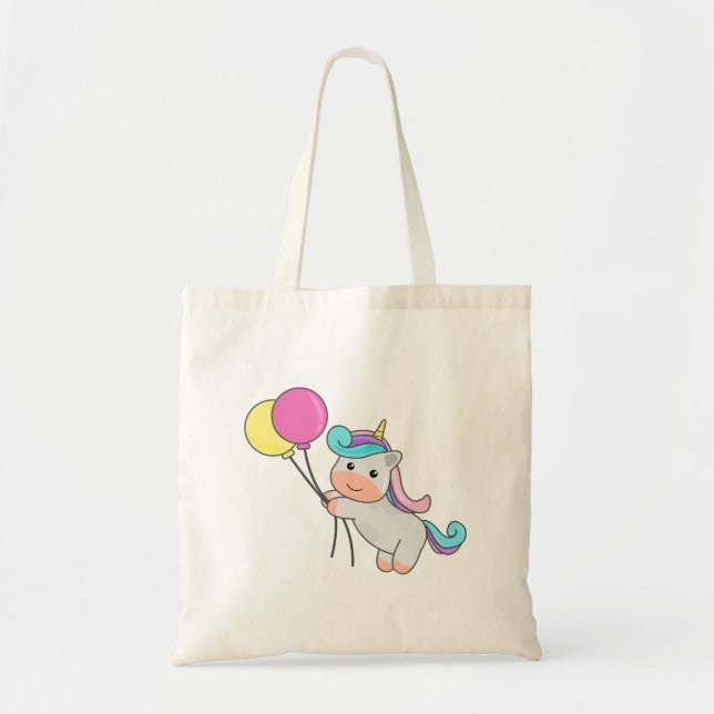 Cute Unicorn with Balloons Tote Bag (Front)