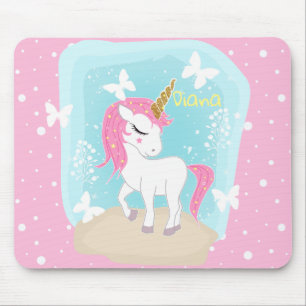 Cute unicorn with butterflies. mouse pad