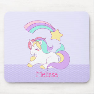 Cute Unicorn with Colourful Shooting Star Custom Mouse Pad
