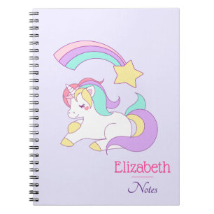 Cute Unicorn with Colourful Shooting Star Notebook