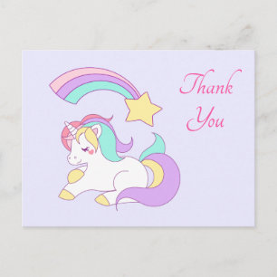 Cute Unicorn with Colourful Shooting Star Thank Yo Postcard