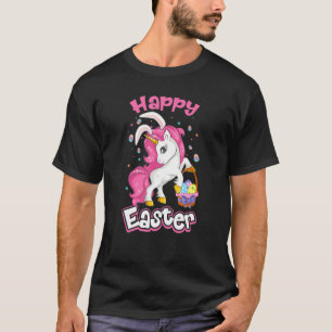 Cute Unicorn With Eggs Basket Easter Easter Day T-Shirt