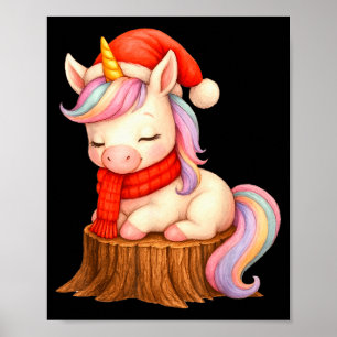 Cute Unicorn With F Christmas Xmas Holiday Poster
