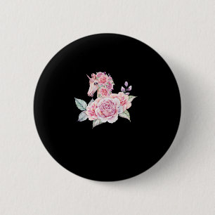 Cute Unicorn With Flowers Floral Unicorn Girls Wom 6 Cm Round Badge