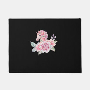 Cute Unicorn With Flowers Floral Unicorn Girls Wom Doormat