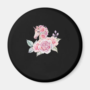Cute Unicorn With Flowers Floral Unicorn Girls Wom Magnet