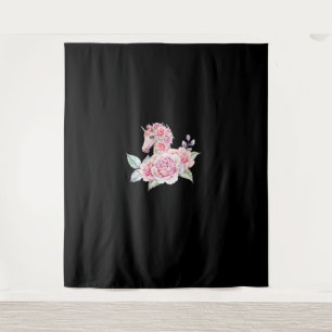 Cute Unicorn With Flowers Floral Unicorn Girls Wom Tapestry