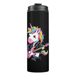 Cute Unicorn with Guitar Unicorn Rock music lover Thermal Tumbler