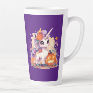 Cute unicorn with Halloween pumpkins for the Fall Latte Mug