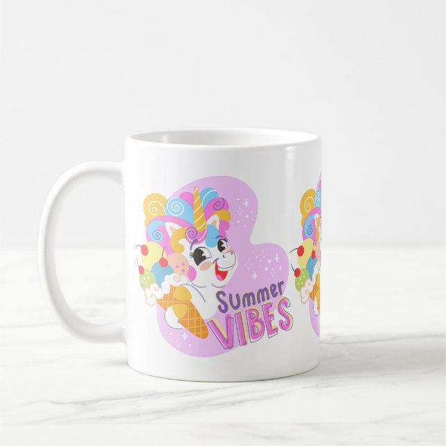 Cute unicorn with ice cream coffee mug (Left)