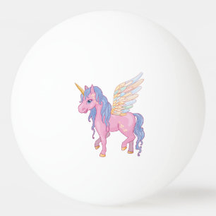 Cute Unicorn with rainbow wings illustration Ping Pong Ball