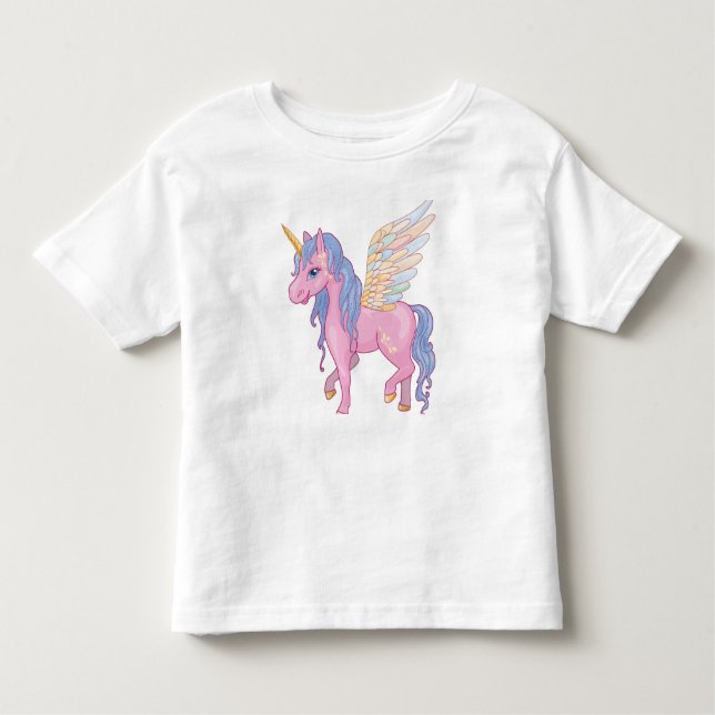 Cute Unicorn with rainbow wings illustration Toddler T-Shirt (Front)