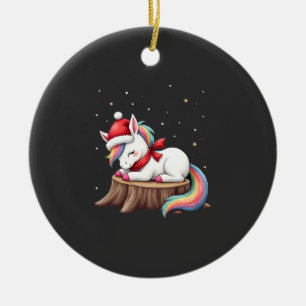 Cute Unicorn with Scarf Christmas Xmas Holiday T-S Ceramic Ornament