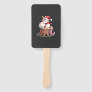Cute Unicorn with Scarf Christmas Xmas Holiday T-S Hand Fan