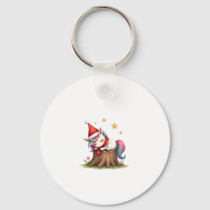 Cute Unicorn with Scarf Christmas Xmas Holiday T-S Key Ring