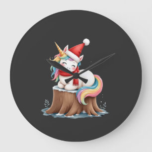 Cute Unicorn with Scarf Christmas Xmas Holiday T-S Large Clock