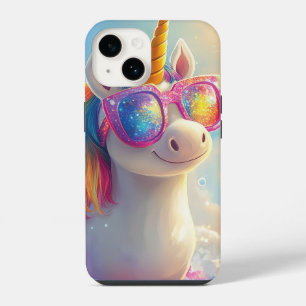 Cute Unicorn with Sunglasses: Magical and Fun iPhone 14 Case