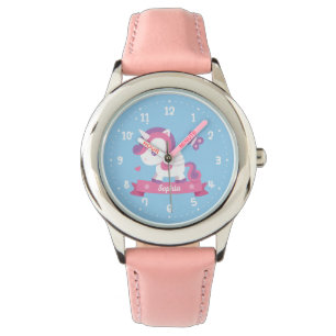 Cute Unicorn with Wings Girls Personalised Watch